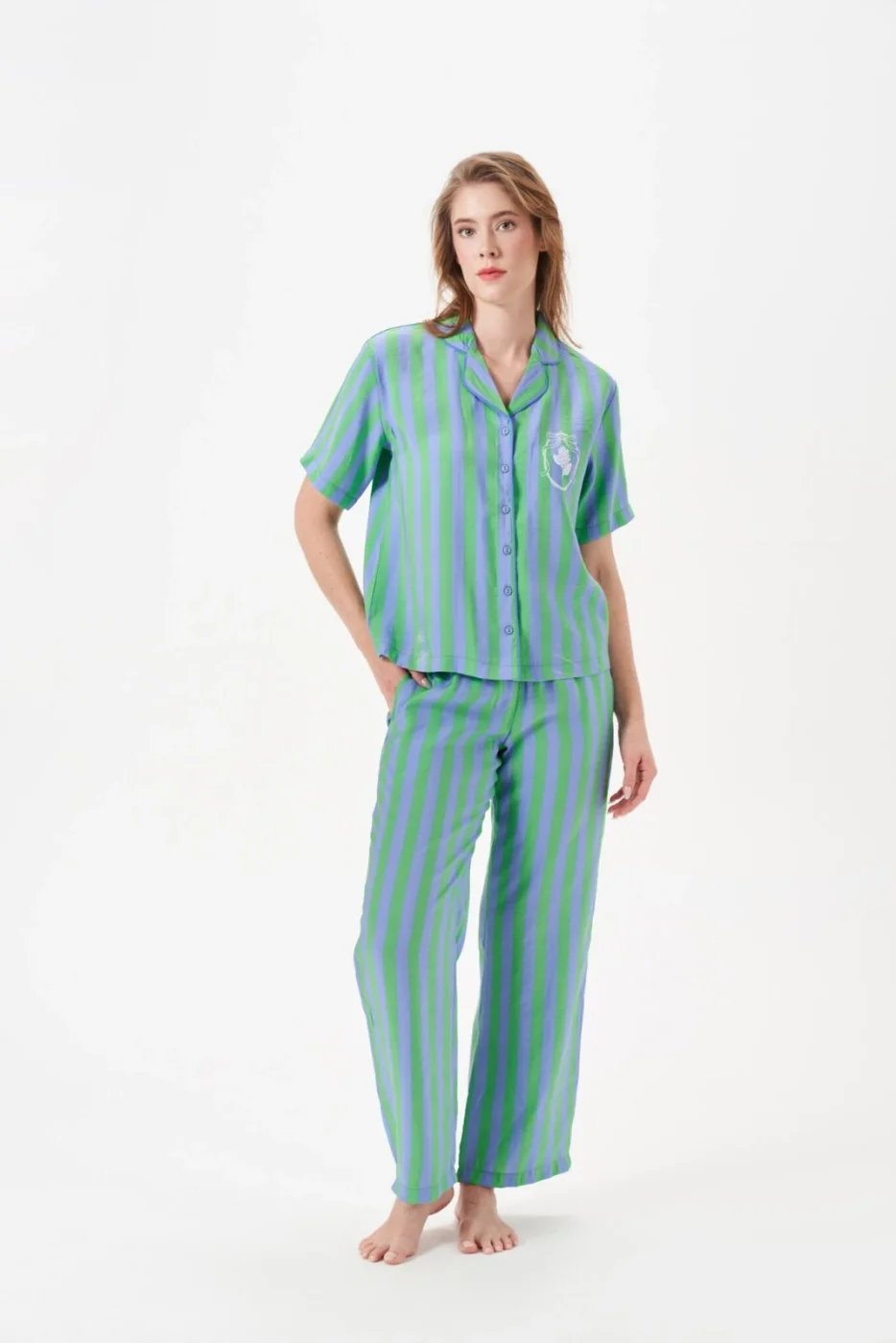PJS 29043 Kadın Düğmeli Pijama Takımı