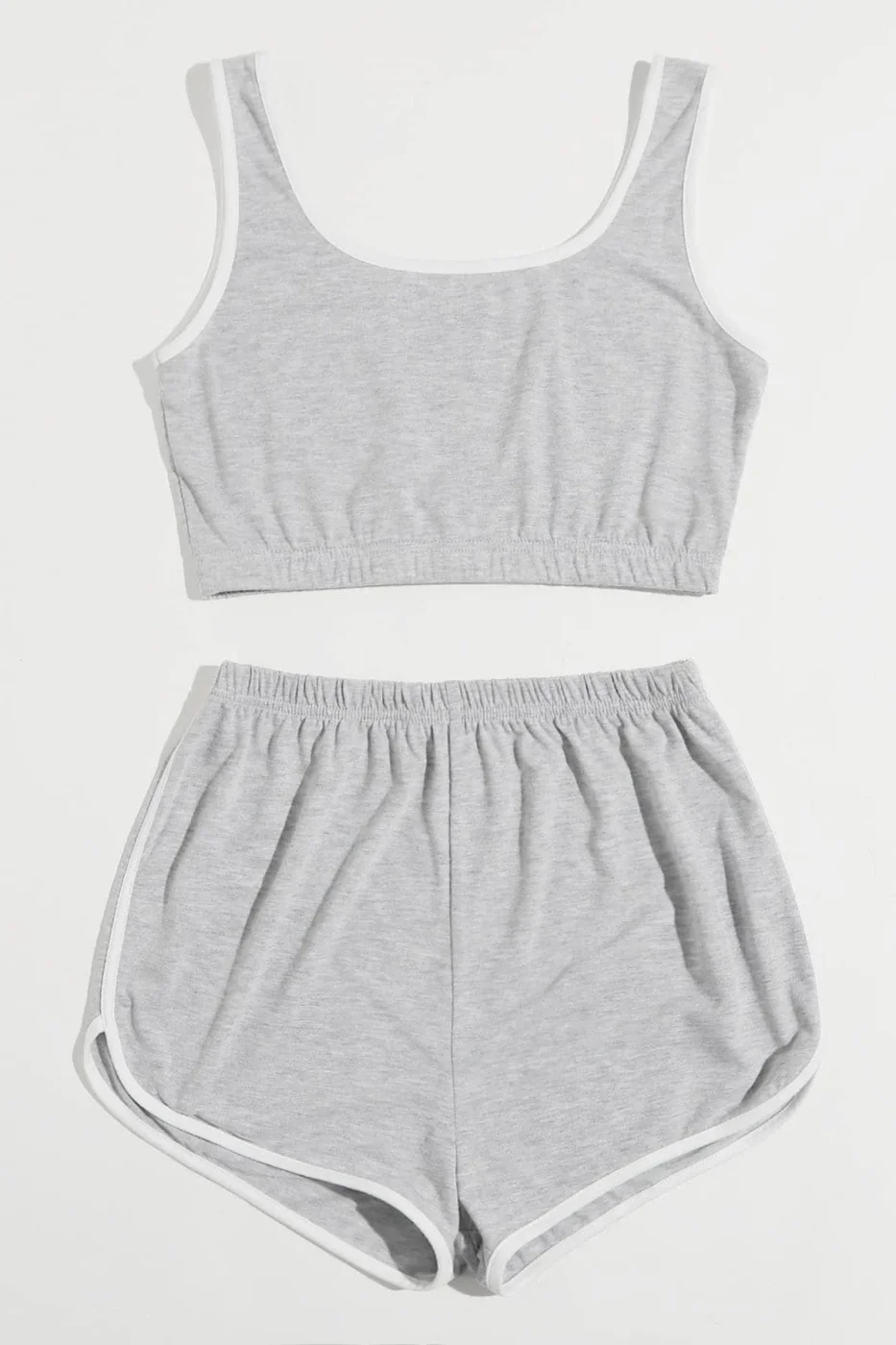 Kadın Gri Askılı Crop Top ve Şortlu Gecelik Takım görsel 3
