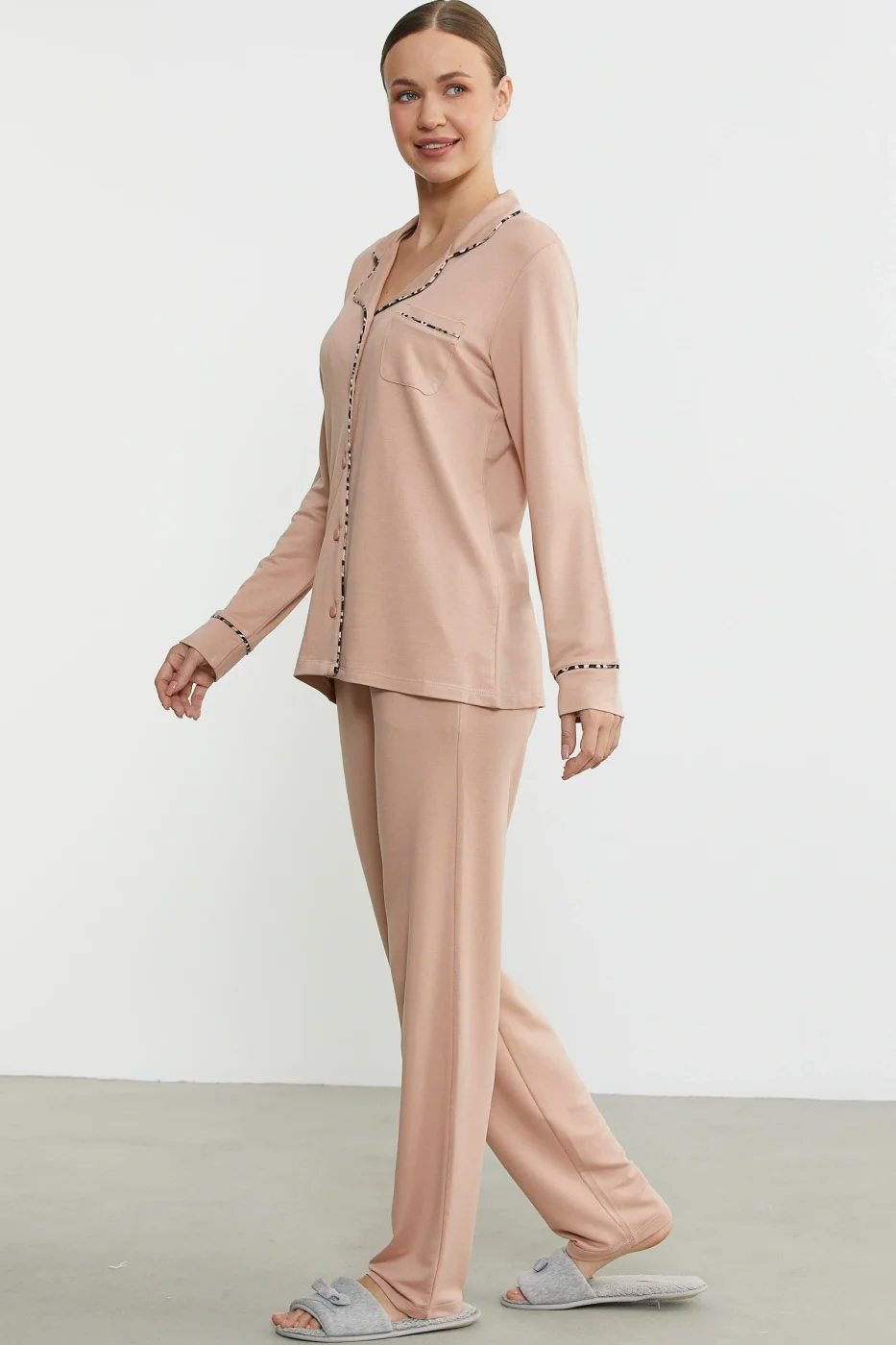 Sementa 76444 Düz Renk Gömlek Model Pijama Takım görsel 5