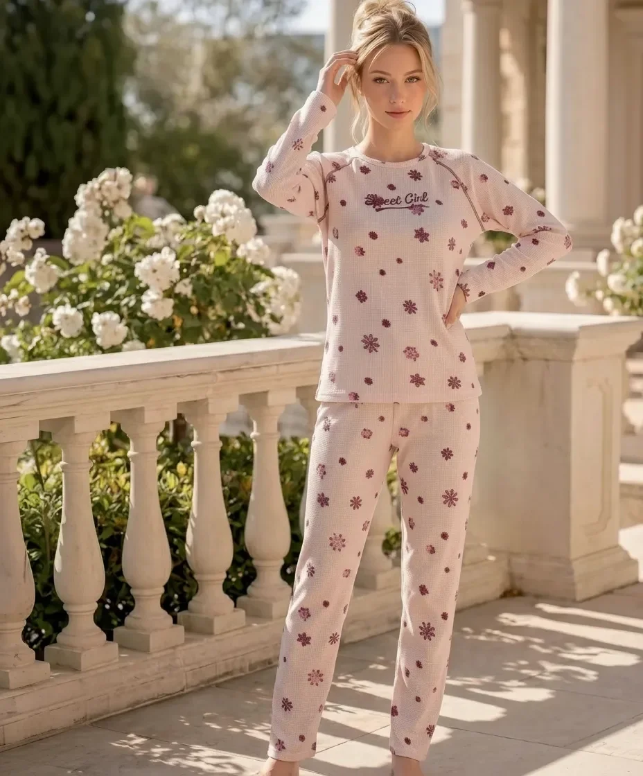Boyraz VF-02745 Kadın Waffle Kumaş Pijama Takımı