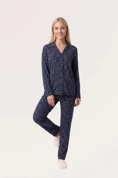 Pjs 30182 Kadın Uzun Kol Önden Düğmeli Pijama Takımı görsel 4