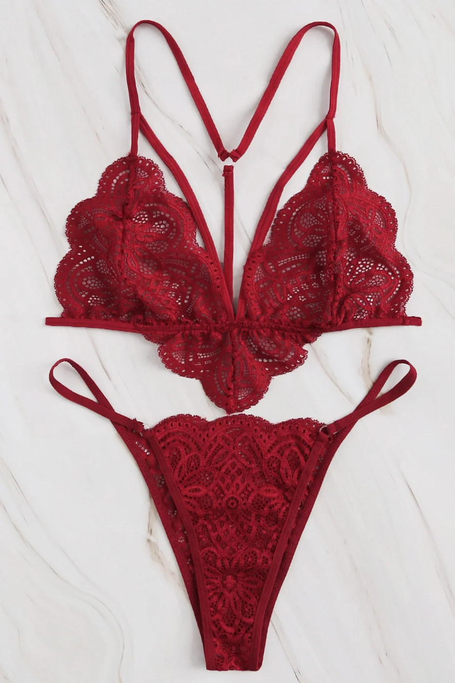 Kadın Bordo Özel Seksi Sütyen Külot Takımı görsel 3