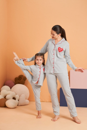 Pjs 28064 Kadın Düğmeli Pijama Takım