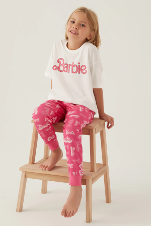 Barbie L1704-3 Kız Çocuk Kısa Kol Pijama Takımı