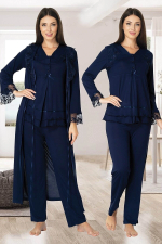 Effortt 2424 Uzun Dantel Sabahlıklı Lohusa Pijama