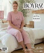 Boyraz BPS-01790 Kadın Battal Kısa Kol Kapri Takım