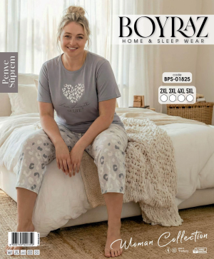 Boyraz BPS-01825 Kadın Battal Kısa Kol Kapri Takım