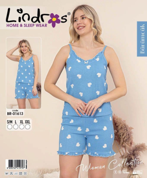 Lindros BR-01613 Kadın İp Askılı Bürümcük Şortlu Takım