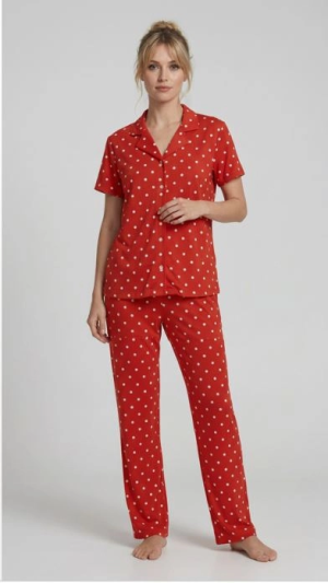 Les Boutons LB 1004 Kadın Düğmeli Kısa Kol Pijama Takımı