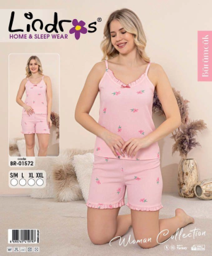 Lindros BR-01572 Kadın İp Askılı Bürümcük Şortlu Takım