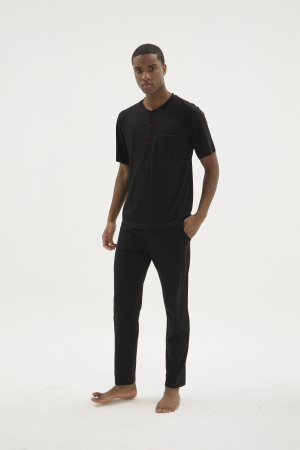 Kocabey 2209-1 Erkek Süper Battal Midi Yaka Pijama Takım