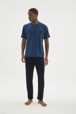 Kocabey 2209-1 Erkek Süper Battal Midi Yaka Pijama Takım